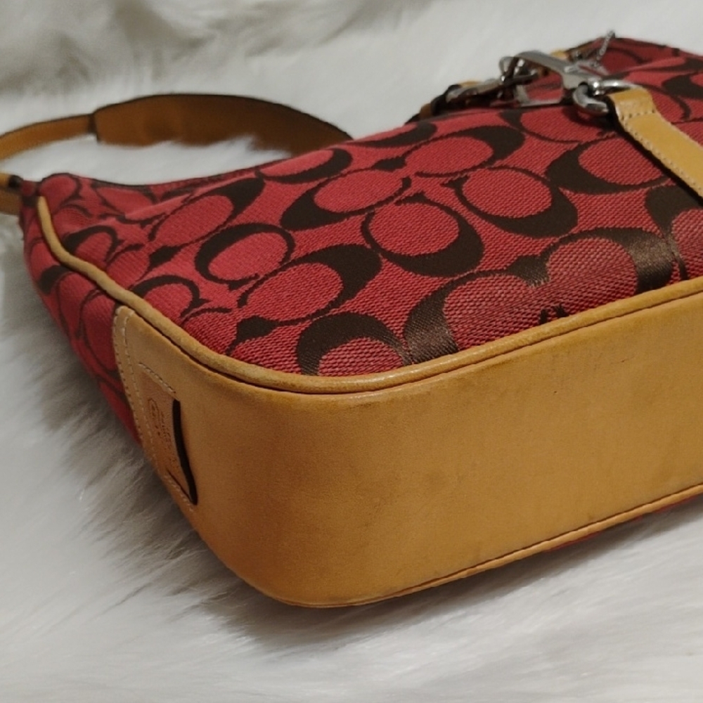 SALE! Coach Hamilton Y2K Red/Tan Hobo Signature Shoulder Bag - Picture 6 of 14